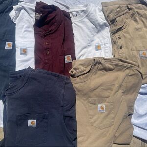 Carhartt Men's Short Sleeve Tees - Navy, Burgundy, White, Tan bundle